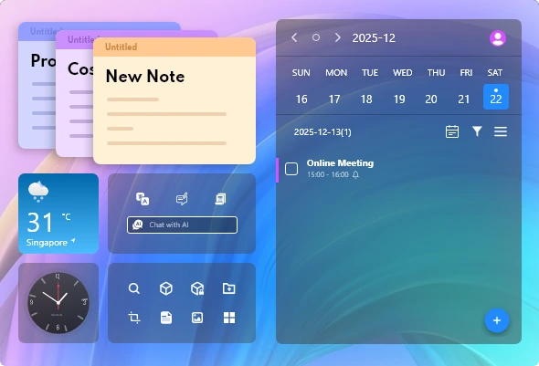 Organizador de PC con widgets